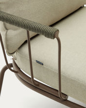 Load image into Gallery viewer, Salguer armchair in green cord and steel with a brown painted finish - image 15