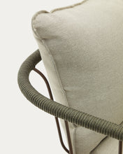 Load image into Gallery viewer, Salguer armchair in green cord and steel with a brown painted finish - image 16