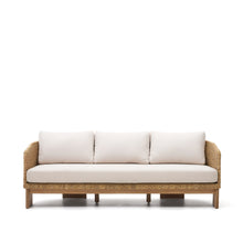 Load image into Gallery viewer, Xoriguer 3-seater sofa in synthetic rattan and solid eucalyptus wood, 223 cm FSC 100%