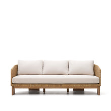 Load image into Gallery viewer, Xoriguer 3-seater sofa in synthetic rattan and solid eucalyptus wood, 223 cm FSC 100% - image 2