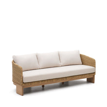 Load image into Gallery viewer, Xoriguer 3-seater sofa in synthetic rattan and solid eucalyptus wood, 223 cm FSC 100% - image 4