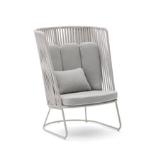 Load image into Gallery viewer, Saconca outdoor armchair with high backrest made of rope cord and grey galvanised steel