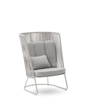 Load image into Gallery viewer, Saconca outdoor armchair with high backrest made of rope cord and grey galvanised steel - image 2