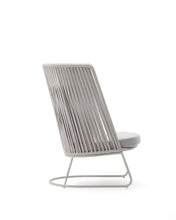 Load image into Gallery viewer, Saconca outdoor armchair with high backrest made of rope cord and grey galvanised steel - image 8
