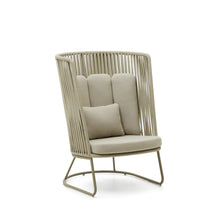 Load image into Gallery viewer, Saconca outdoor armchair with a high backrest made of cord and green galvanised steel