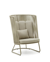 Load image into Gallery viewer, Saconca outdoor armchair with a high backrest made of cord and green galvanised steel - image 2