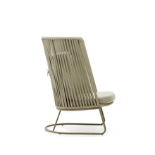 Load image into Gallery viewer, Saconca outdoor armchair with a high backrest made of cord and green galvanised steel - image 3