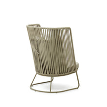 Load image into Gallery viewer, Saconca outdoor armchair with a high backrest made of cord and green galvanised steel - image 5