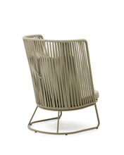 Load image into Gallery viewer, Saconca outdoor armchair with a high backrest made of cord and green galvanised steel - image 6