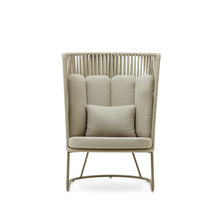 Load image into Gallery viewer, Saconca outdoor armchair with a high backrest made of cord and green galvanised steel - image 7