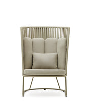 Load image into Gallery viewer, Saconca outdoor armchair with a high backrest made of cord and green galvanised steel - image 8