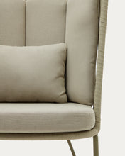 Load image into Gallery viewer, Saconca outdoor armchair with a high backrest made of cord and green galvanised steel - image 13