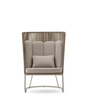 Load image into Gallery viewer, Saconca outdoor armchair with high backrest made of rope cord and beige galvanised steel - image 2