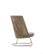 Load image into Gallery viewer, Saconca outdoor armchair with high backrest made of rope cord and beige galvanised steel - image 4