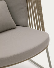 Load image into Gallery viewer, Saconca outdoor armchair with high backrest made of rope cord and beige galvanised steel - image 6