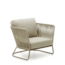 Load image into Gallery viewer, Saconca outdoor armchair made of cord and green galvanised steel