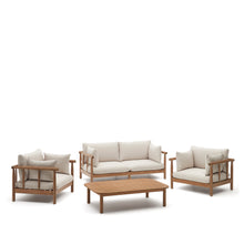 Load image into Gallery viewer, Sacova set of 2 armchairs, 2 seater sofa and coffee table in solid eucalyptus wood FSC - image 2