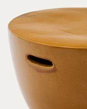 Load image into Gallery viewer, Mesquida outdoor side table made of ceramic with glazed mustard finish Ø 45 cm - image 6