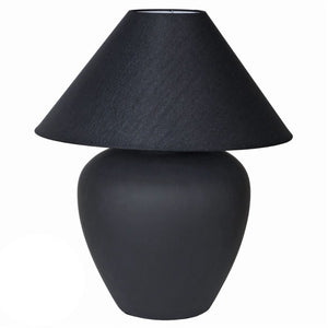 Black Ceramic Squat Table Lamp with Shade