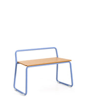 Load image into Gallery viewer, Tinn ash veneer bench with a blue metal structure, 75 cm - image 2