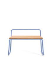 Load image into Gallery viewer, Tinn ash veneer bench with a blue metal structure, 75 cm - image 4