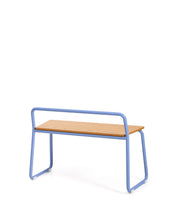 Load image into Gallery viewer, Tinn ash veneer bench with a blue metal structure, 75 cm - image 6