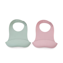 Load image into Gallery viewer, Lili set of two bibs in pink and turquoise silicone
