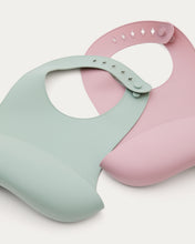 Load image into Gallery viewer, Lili set of two bibs in pink and turquoise silicone - image 6
