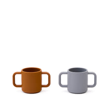 Load image into Gallery viewer, Lili set of two cups in orange and blue silicone