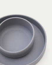 Load image into Gallery viewer, Lili plate and bowl set in blue silicone - image 8