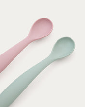 Load image into Gallery viewer, Lili set of two spoons in pink and turquoise silicone - image 6