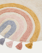 Load image into Gallery viewer, Tadea Round Rug cotton multicolor rainbow Ø 100 cm - image 3