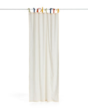 Load image into Gallery viewer, Zelda white 100% cotton curtain with multicoloured ties 135 x 270cm