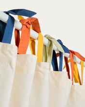 Load image into Gallery viewer, Zelda white 100% cotton curtain with multicoloured ties 135 x 270cm - image 3