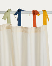 Load image into Gallery viewer, Zelda white 100% cotton curtain with multicoloured ties 135 x 270cm - image 4