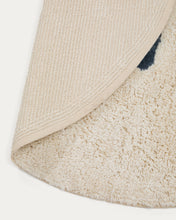 Load image into Gallery viewer, Tandani beige cotton round rug with blue elephant Ø 100cm - image 5
