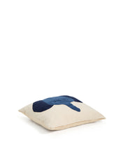 Load image into Gallery viewer, Tandani beige cotton floor cushion cover with blue elephant 70 x 70 cm