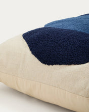 Load image into Gallery viewer, Tandani beige cotton floor cushion cover with blue elephant 70 x 70 cm - image 5