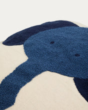 Load image into Gallery viewer, Tandani beige cotton floor cushion cover with blue elephant 70 x 70 cm - image 7