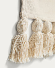 Load image into Gallery viewer, Tandani beige cotton wall tapestry with multicoloured letters and fringing 40 x 50cm - image 5
