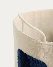 Load image into Gallery viewer, Tandani beige cotton basket with blue elephant 30cm - image 6