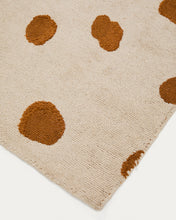 Load image into Gallery viewer, Tandani beige cotton rug with orange cheetah design 90 x 150cm - image 3
