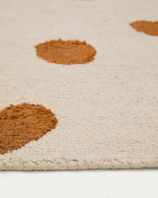 Load image into Gallery viewer, Tandani beige cotton rug with orange cheetah design 90 x 150cm - image 4