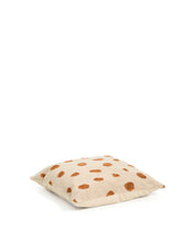 Load image into Gallery viewer, Tandani beige cotton floor cushion cover with orange cheetah design 70 x 70 cm