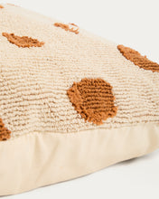 Load image into Gallery viewer, Tandani beige cotton floor cushion cover with orange cheetah design 70 x 70 cm - image 3