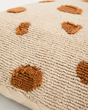 Load image into Gallery viewer, Tandani beige cotton floor cushion cover with orange cheetah design 70 x 70 cm - image 4