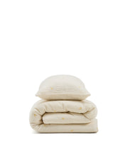 Load image into Gallery viewer, Dorani duvet cover and pillowcase set in double-gauze cotton with embroidery detail for convertible cot