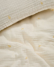 Load image into Gallery viewer, Dorani duvet cover and pillowcase set in double-gauze cotton with embroidery detail for convertible cot - image 4