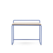 Load image into Gallery viewer, Tinn ash veneer desk with a blue metal structure, 82 x 45 cm