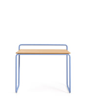 Load image into Gallery viewer, Tinn ash veneer desk with a blue metal structure, 82 x 45 cm - image 2